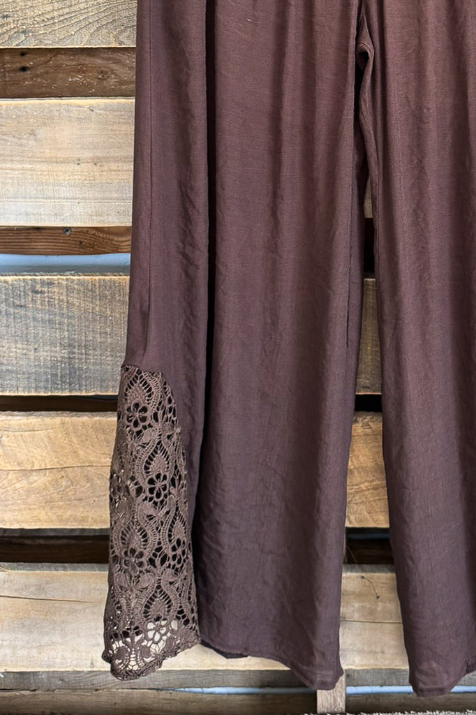 Walk With Me Ankle Laced Pants - Brown