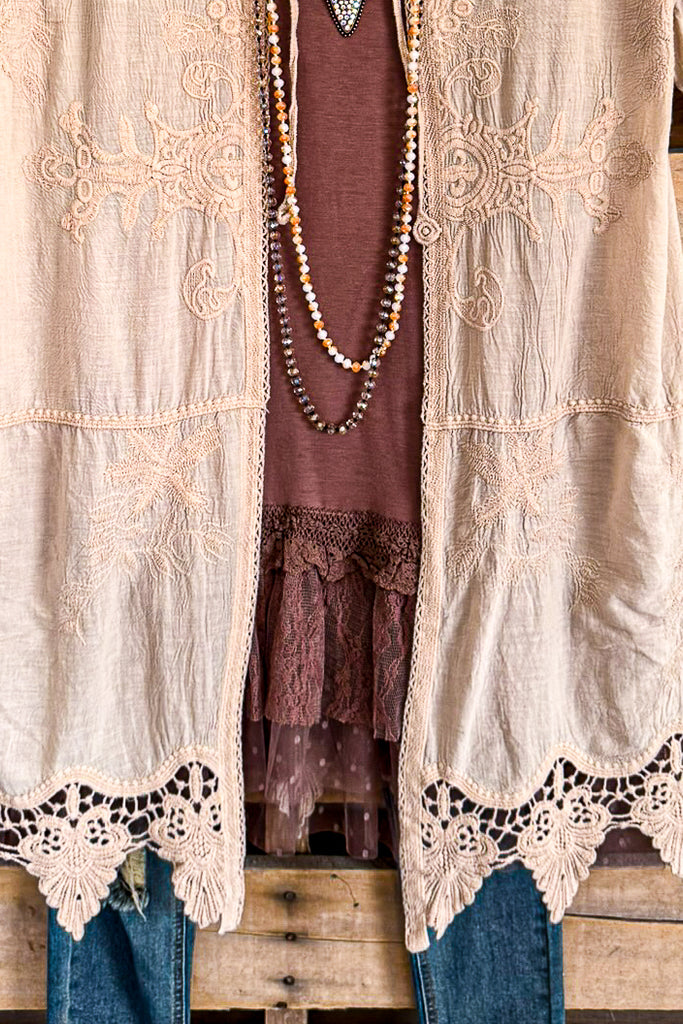 Cafe Meet Up Cardigan - Mocha - 100% COTTON