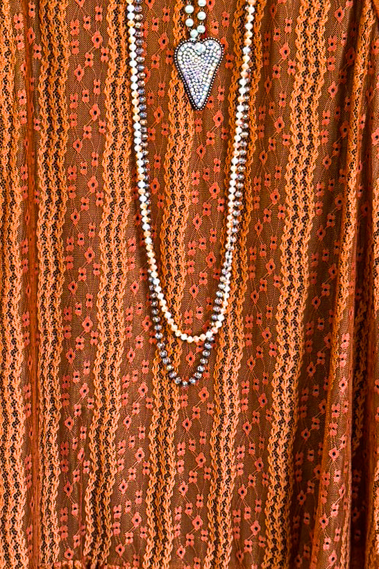 Lacy Bloom Dress - Rust