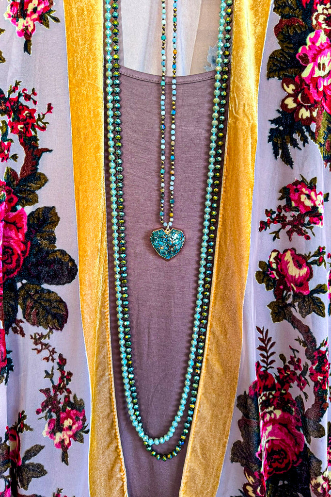 True Burnout Velvet Masterpiece Kimono - Gold Bord