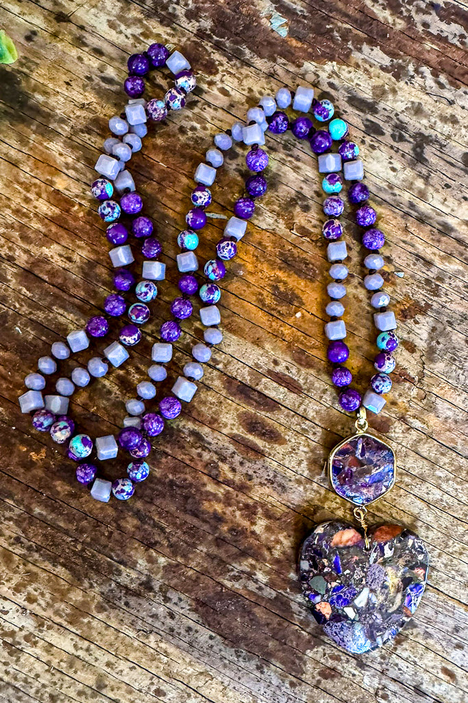 A Piece Of My Heart Necklace - Purple