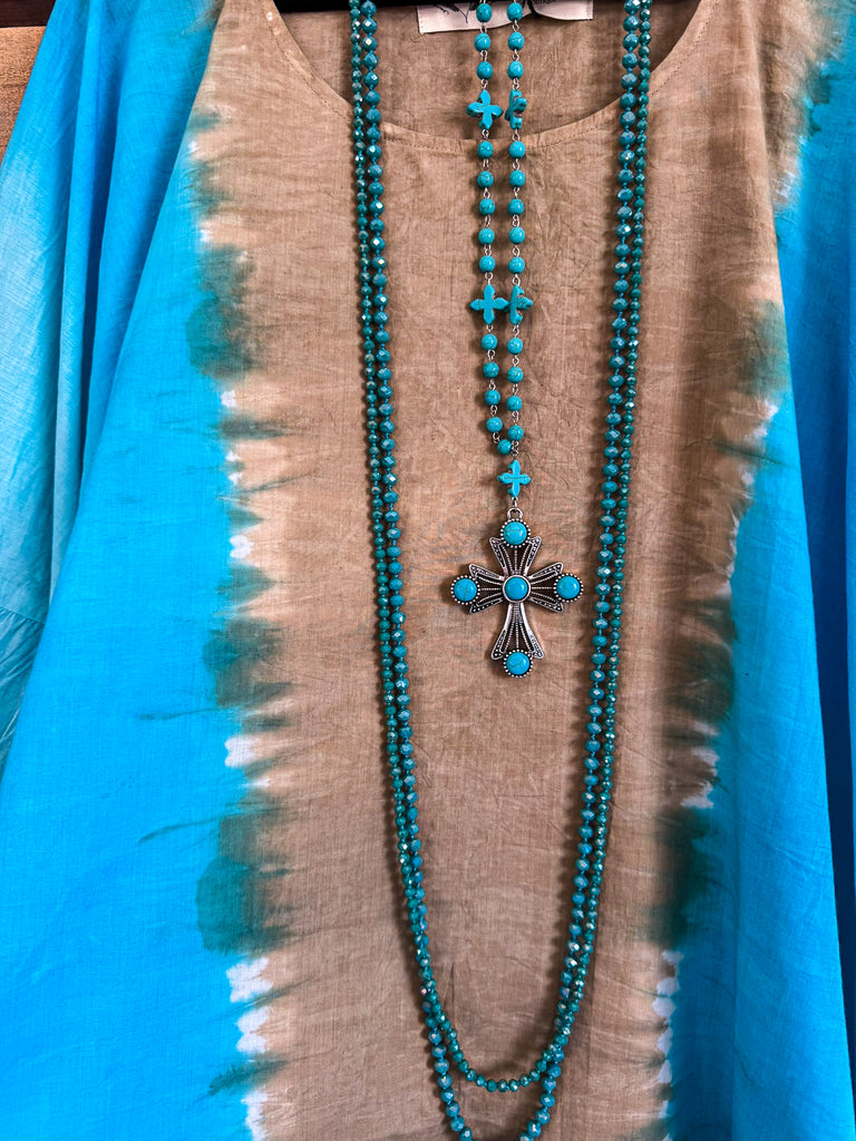 AHB EXCLUSIVE: Fading Sunsets Poncho - Blue/Tan - 100% COTTON