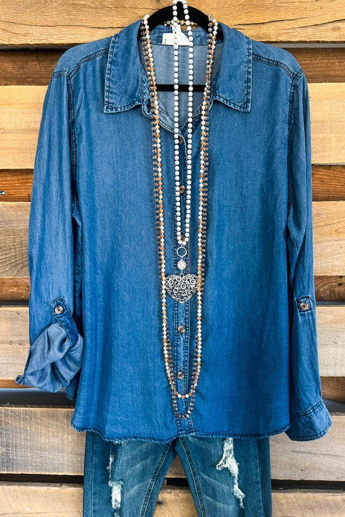 Relaxed As Can Be Top - Chambray