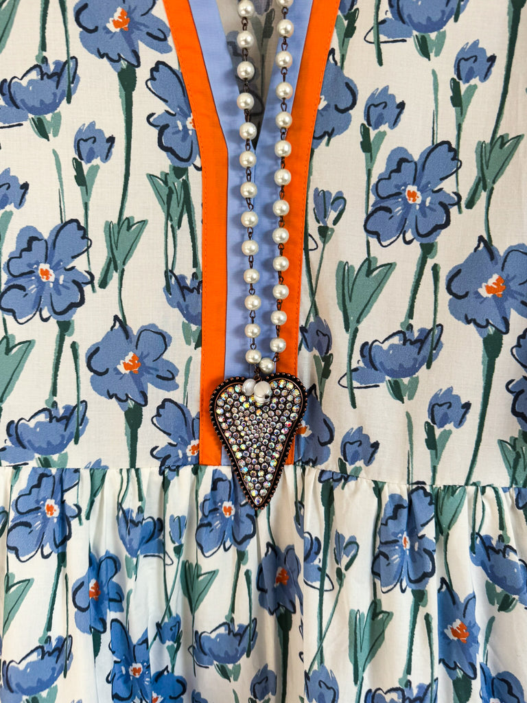 Blossom Bell Dress - Blue- 100% COTTON