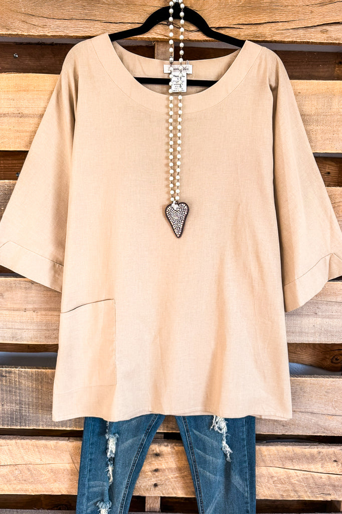 Horizon Hopes Top - Khaki - LINEN AND COTTON