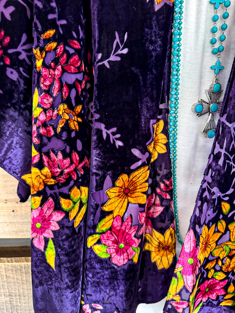 Made For More Burnout Velvet Kimono - Purple