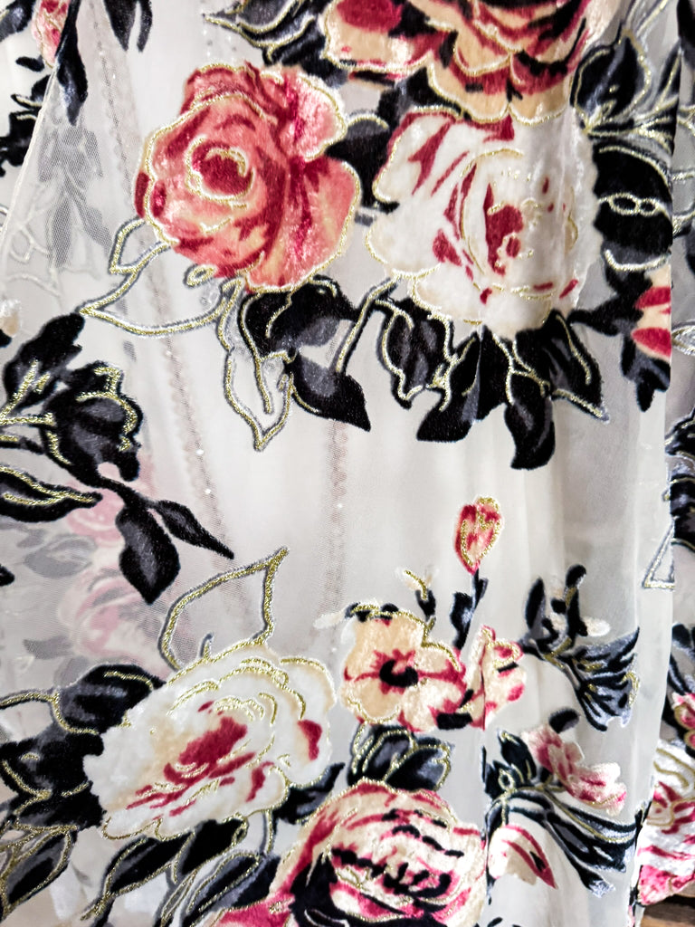 Following The Rules Burnout Velvet Kimono - Cream