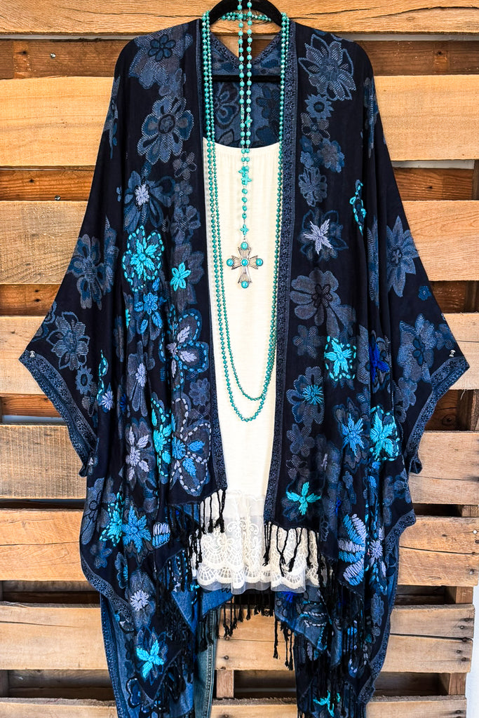 AHB EXCLUSIVE: Blooming Across The Deep Ruana - Sapphire