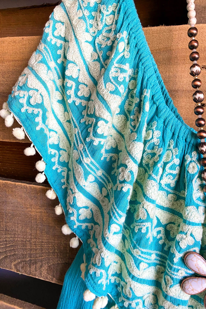 AHB EXCLUSIVE: Havana Nights Dress - Turquoise/Cream - SALE