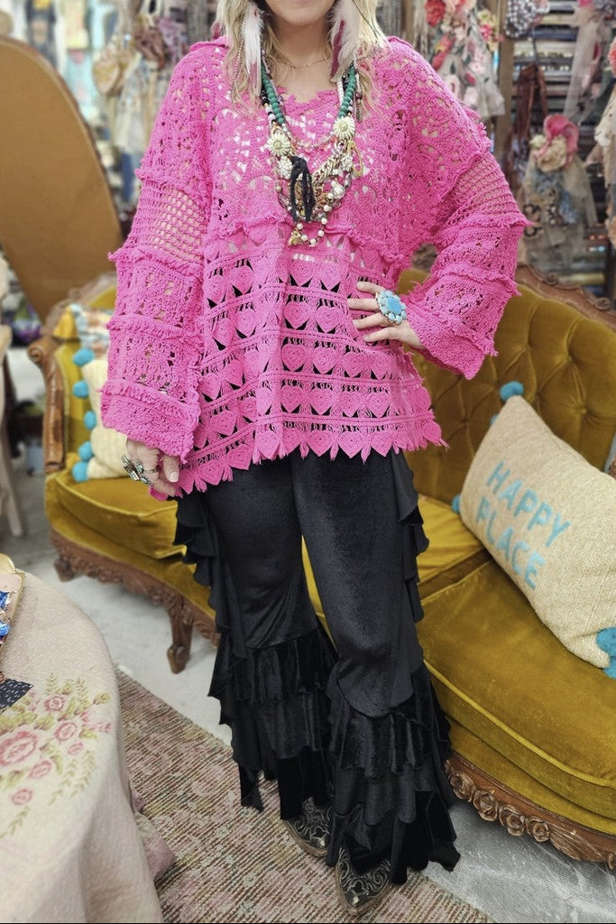 Lover’s Heart Hand-Crocheted Magenta Top - 100% cOTTON