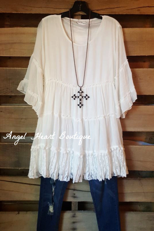 Like A Dream To Me Tunic - White - Sassybling - Tunic - Angel Heart Boutique - 2
