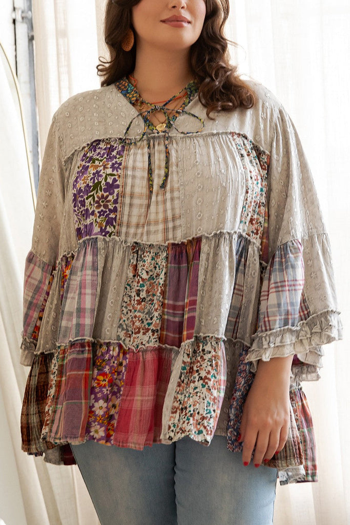 PRE ORDER: A Day With Friends Oversized Loose Fit Blouse - Gray