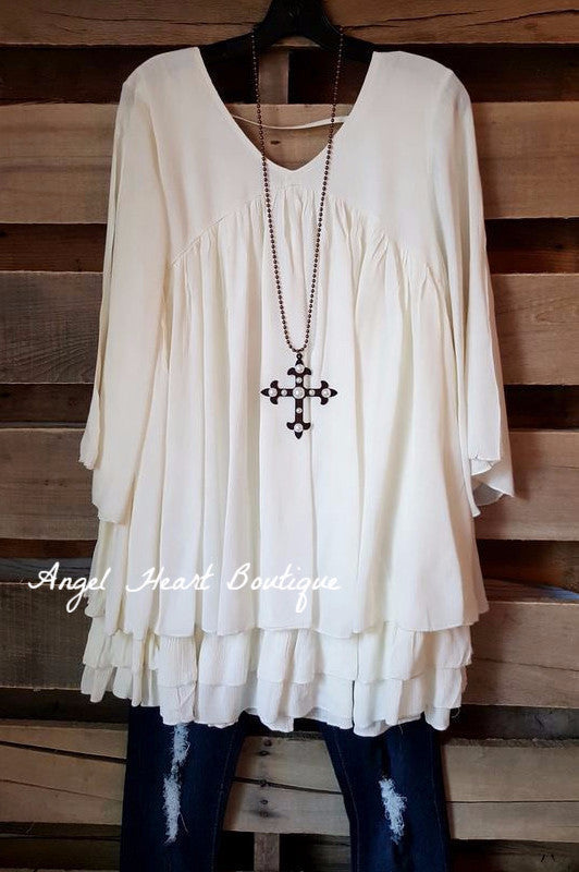 Only Thing That Matters Tunic - Beige - Sassybling - Tunic - Angel Heart Boutique - 1