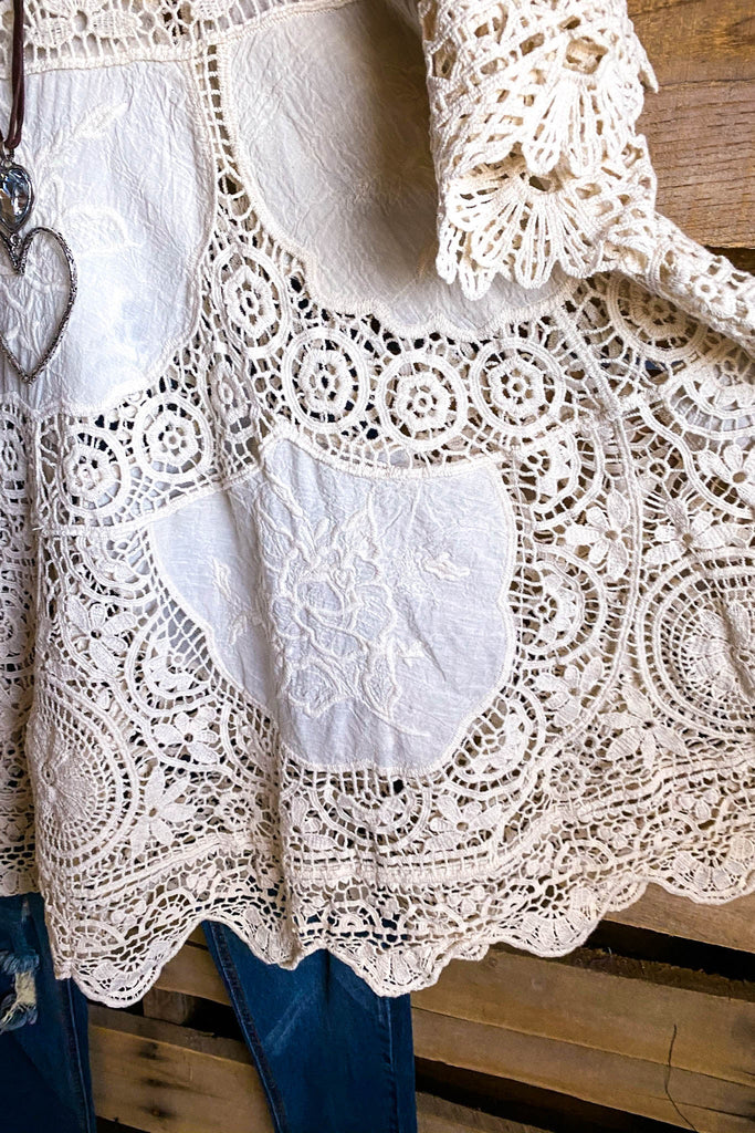 AHB EXCLUSIVE: Delightful Details Top - Natural - 100% COTTON