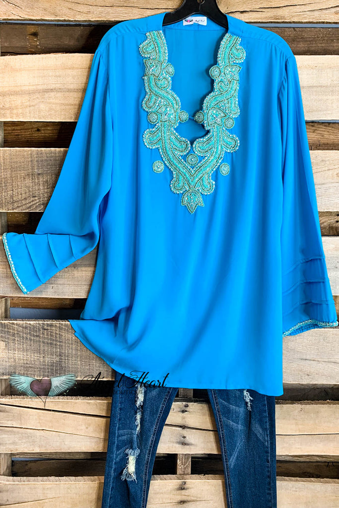 AHB EXCLUSIVE: Arabian Nights Blouse - Turquoise - SALE