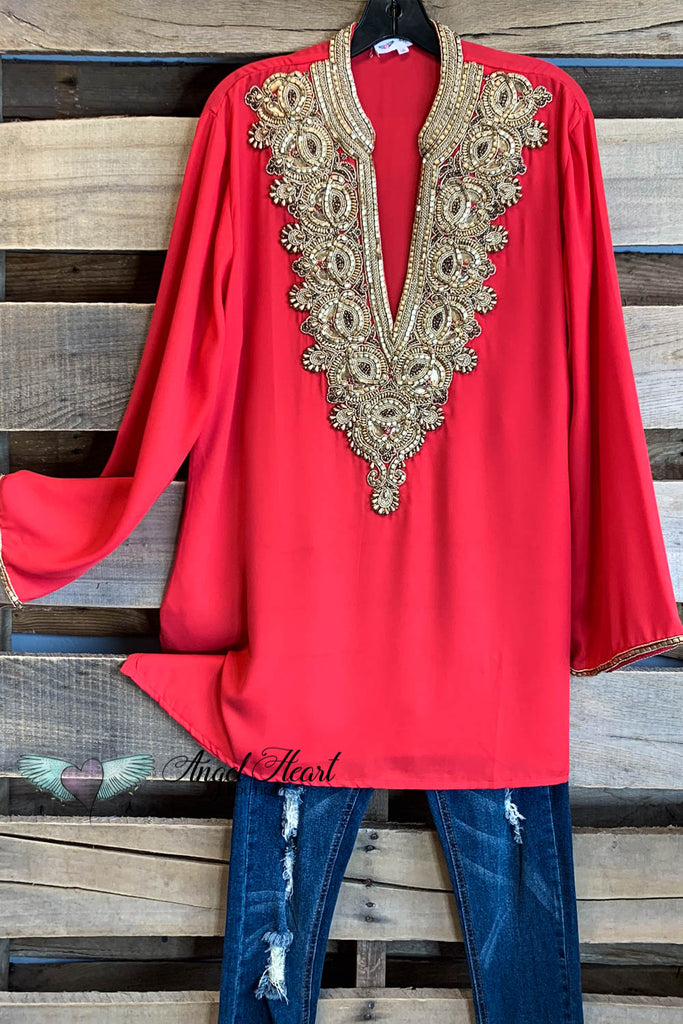 AHB EXCLUSIVE: Arabian Nights Blouse - Coral - SALE