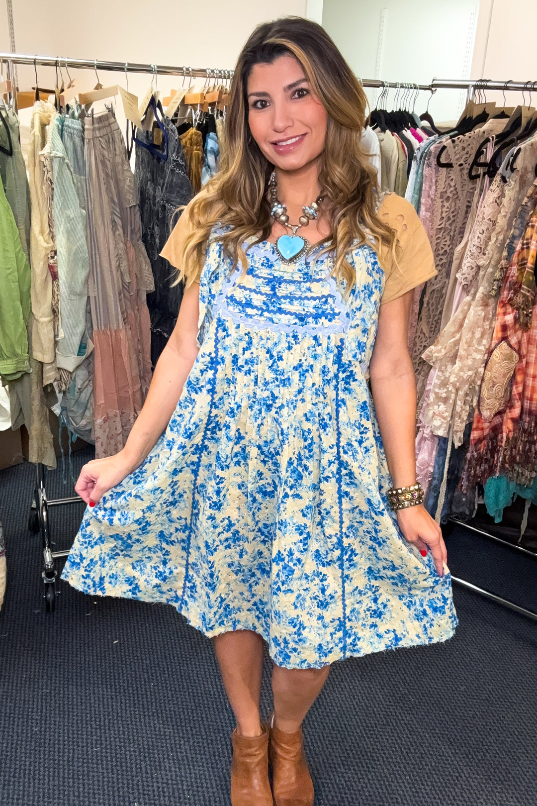 Songbird Blue Dress - 100% Cotton