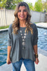 Day Dreamer Cotton Blend  Stretchy Top - Gray - Made in Italy
