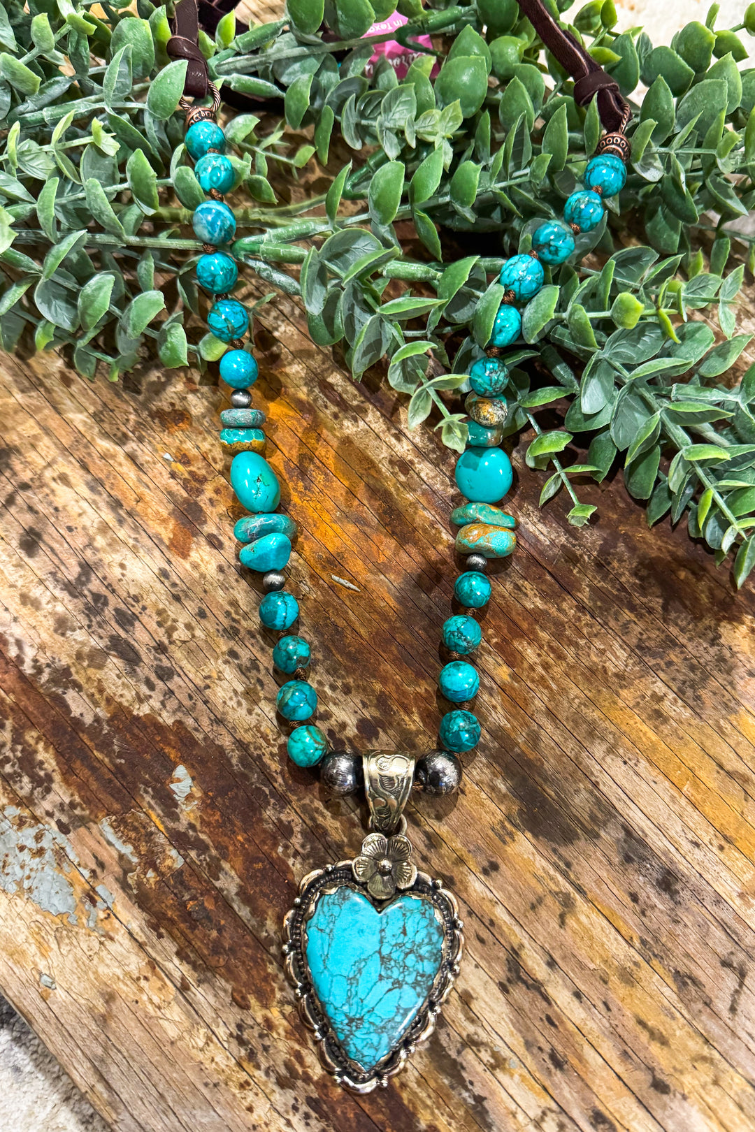 Handmade in Texas -Turquoise Heart with Turquoise Beads