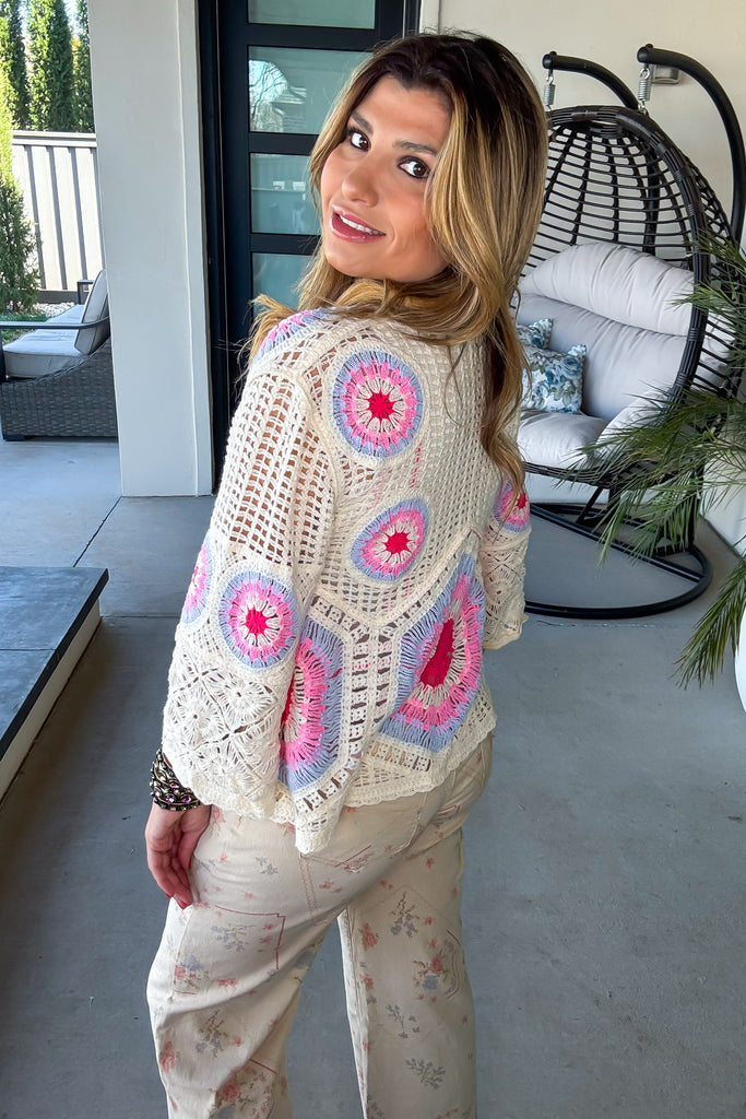 Sunbeam Soul Crochet Top - Cream/Pink - SALE