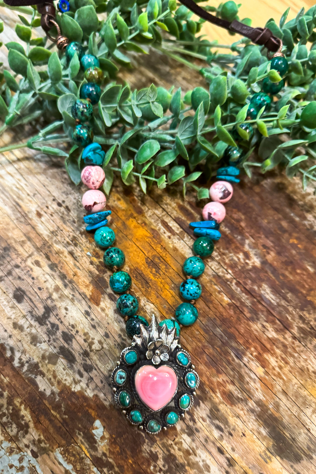 Handmade in Texas - Pink Conch Heart with Turquoise