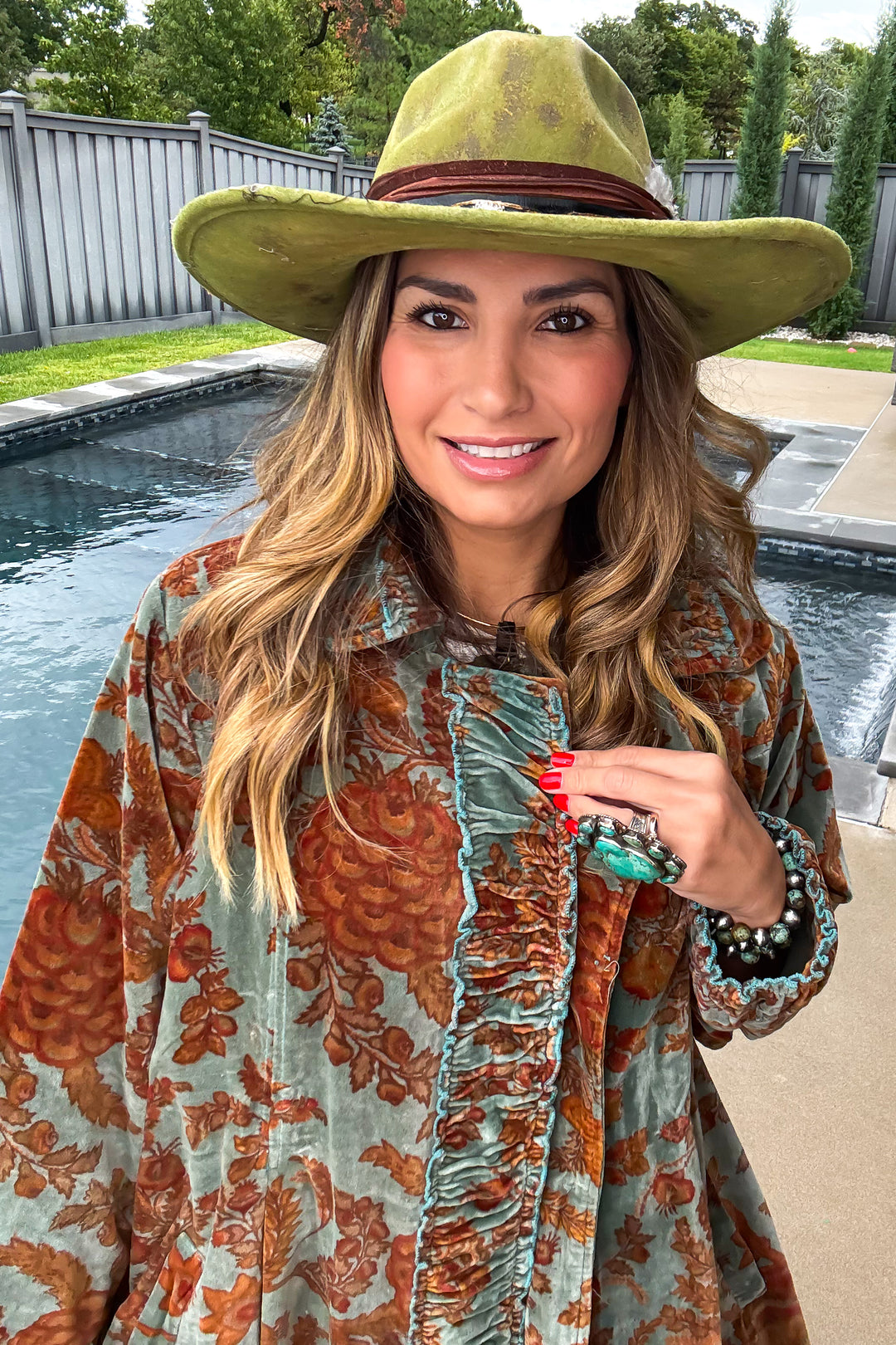 Velvet Dream Jacket - 100% Cotton - Brown/Teal