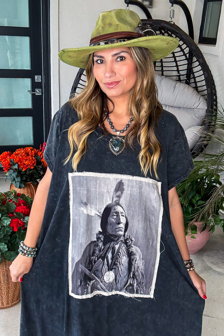Chief Maxi Cotton Oversized Jersey Dress - 100% Cotton -Black