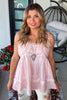 Pink Lace Sunset Tank - 100% Cotton - Pink