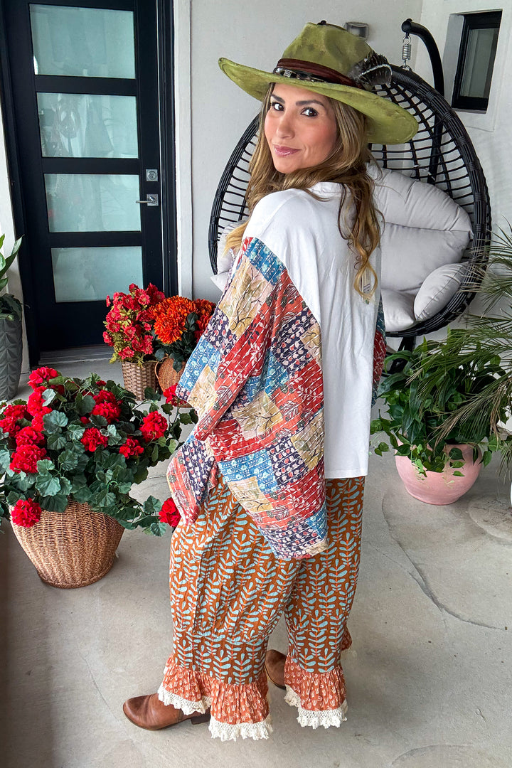 Peaceful Horizon Poncho Top  - 100% Cotton - Off White