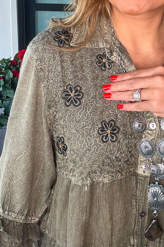 PRE ORDER: Gathering Sweetness Blouse - Gravel