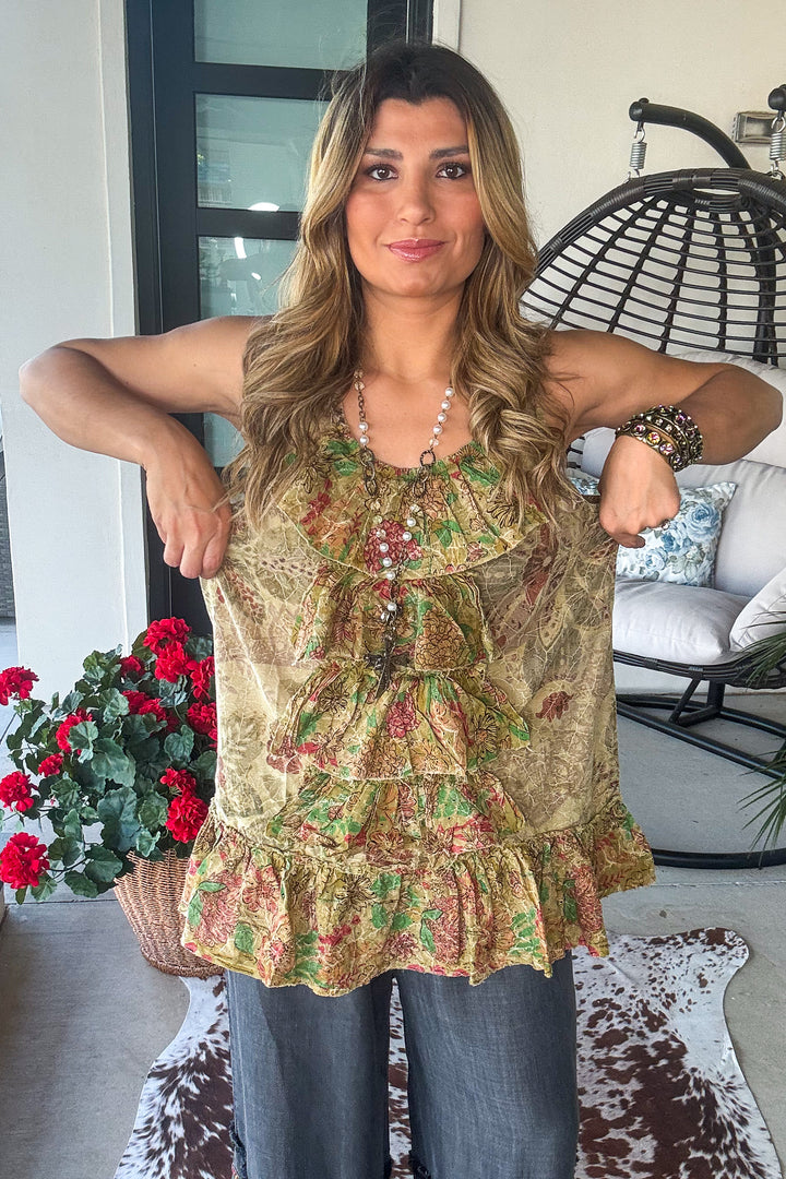 Golden Meadow Boho Tank - 100% Cotton