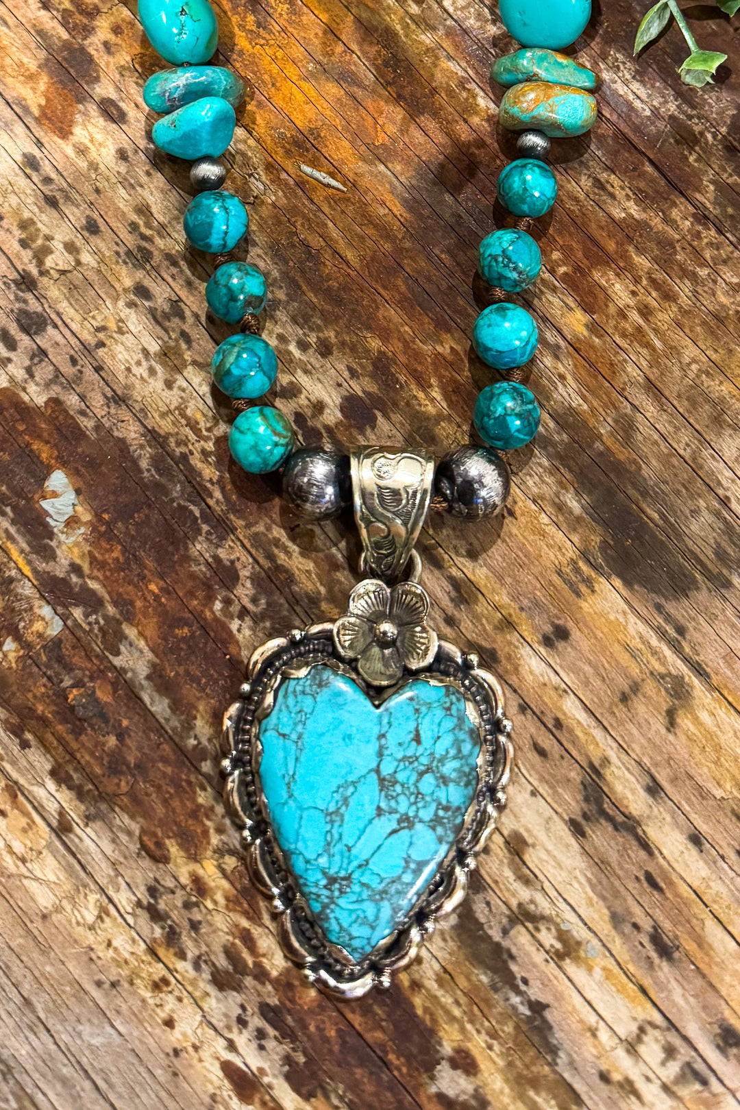 Handmade in Texas -Turquoise Heart with Turquoise Beads