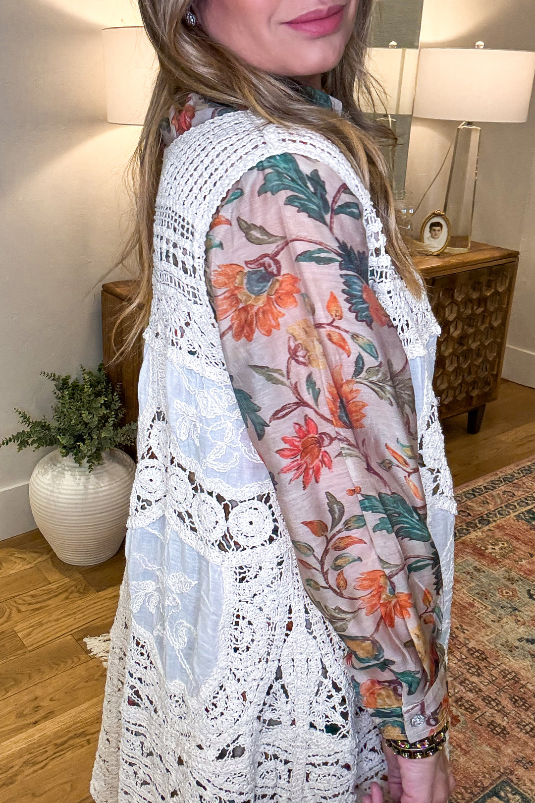 Well Polished Crochet Vest  - Natural
