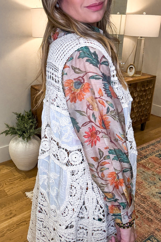 Well Polished Crochet Vest  - Natural