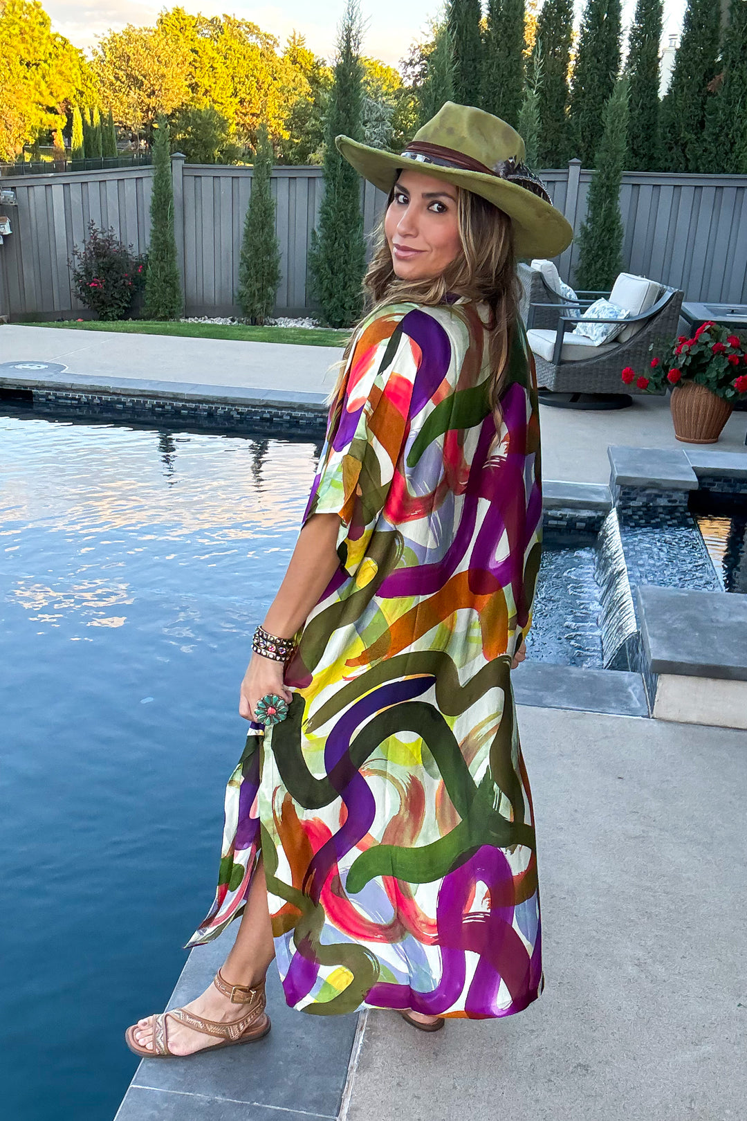 Satin Fall Colors Dress - Multi Mix