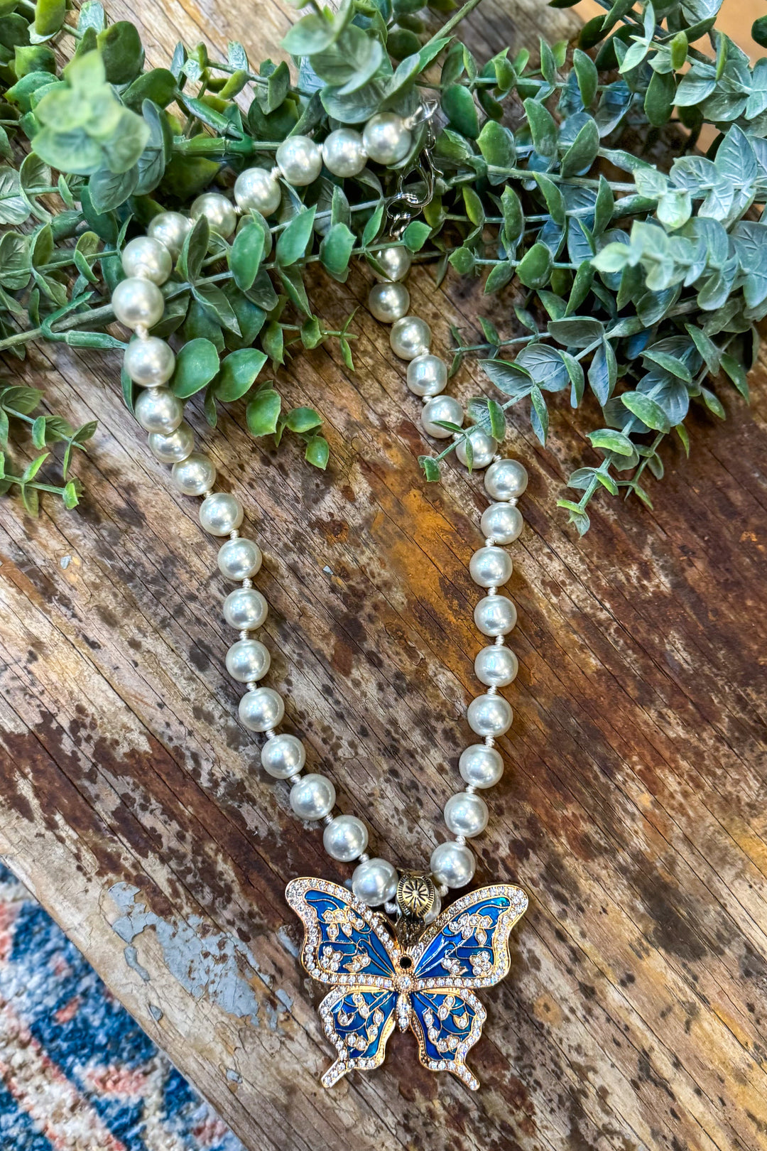 Blue Butterfly Pendant Necklace