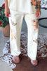 Garden Story Patch Elastic Waist Jeans - 100% Cotton - Cream