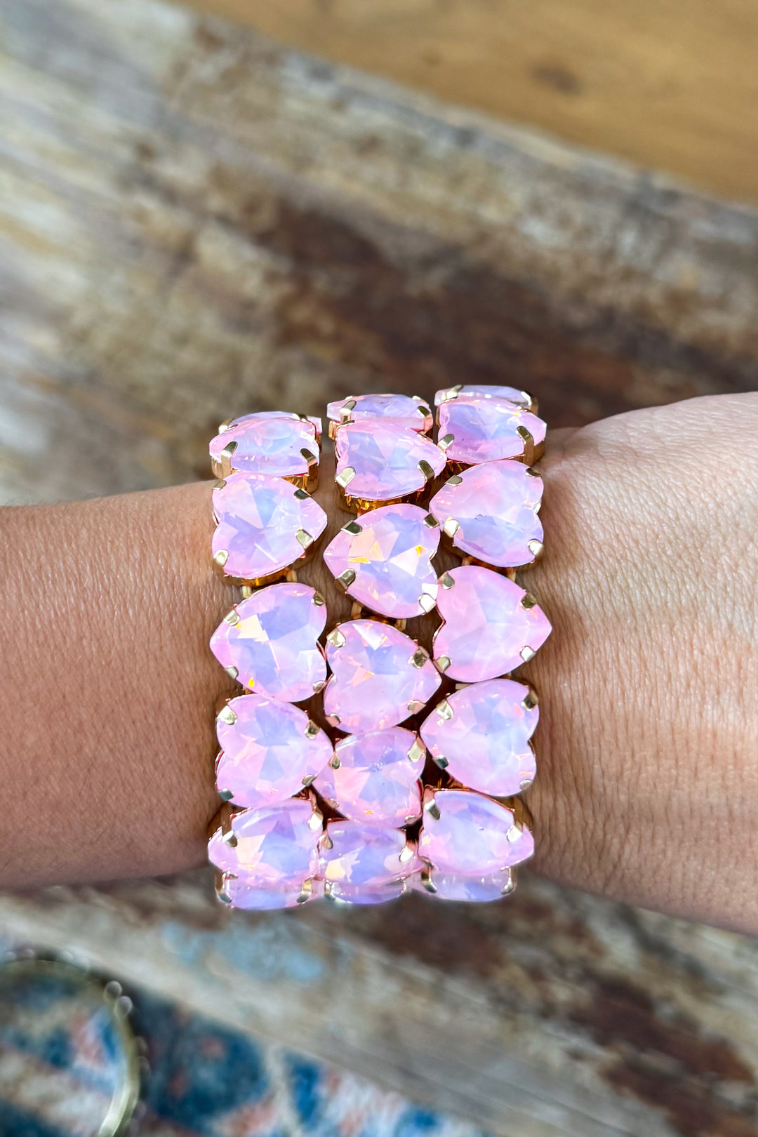 Pastel Light Pink Heart Stretch Bracelet (EACH SOLD SEPARATELY)