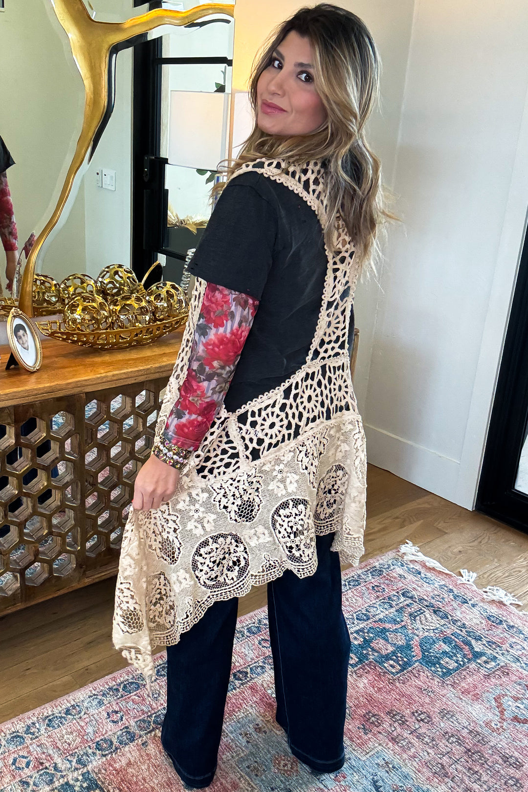 Vintage Lace Boho Vest  – High Low 100% Cotton Lace Duster