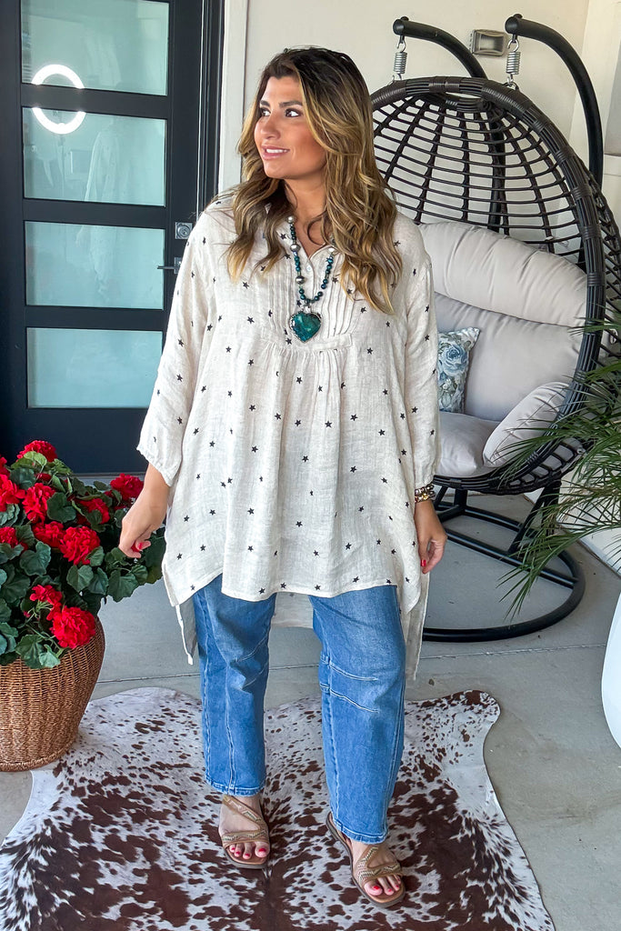 Constellation Cottage Dress/Tunic - Natural - 100% Linen