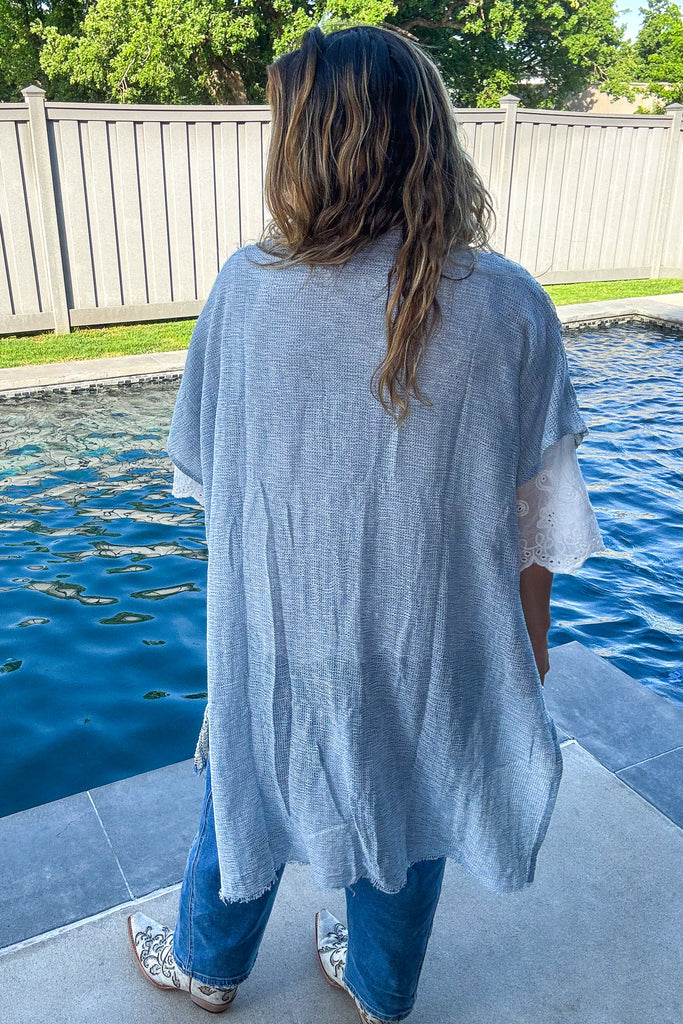Open Skies Cardigan - 100% Cotton - Powder Blue - Made in USA