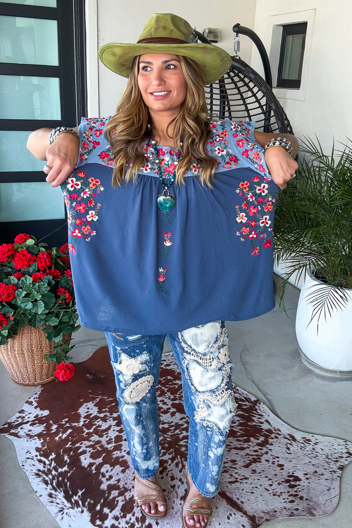 AHB EXCLUSIVE: Taking Hearts Top - Denim