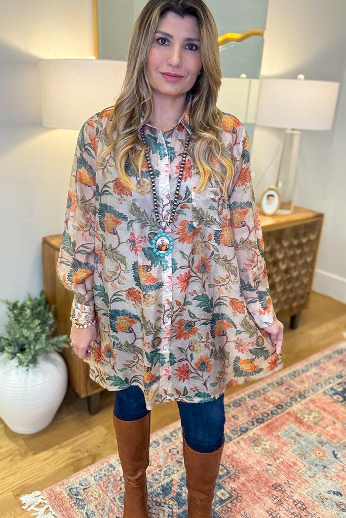 Guided Grace Sheer Oversized Tunic - Taupe