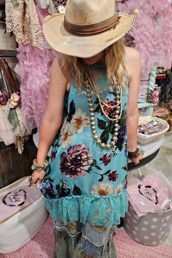 Velvet Chapel Top - Turquoise