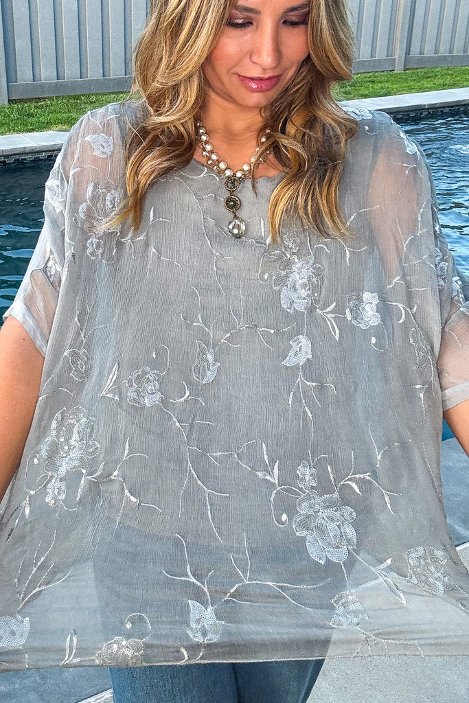 Luna Shine Silk Blend Top - Made In Italy