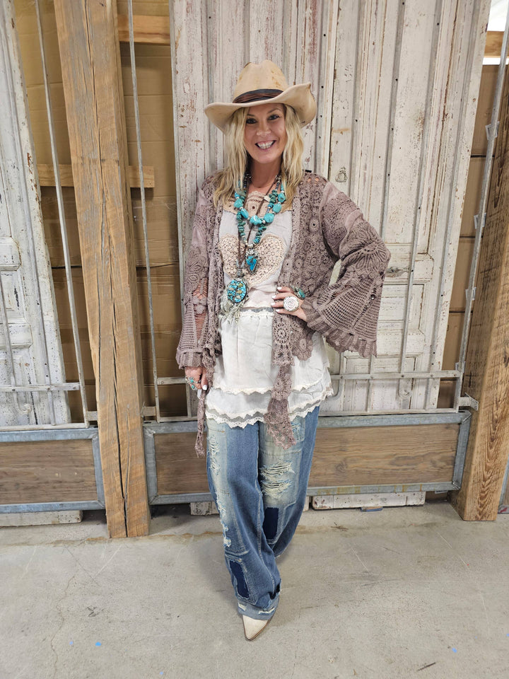 PRE ORDER: Desert Lace Dream Cardigan - Brown