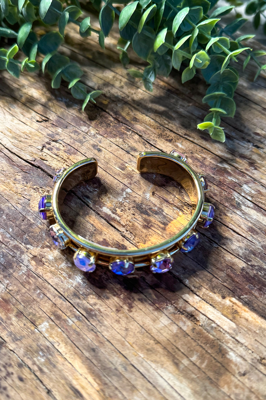 WAFA - Austrian Crystal Gold Plated Bracelet Mini Cuff - Lilac