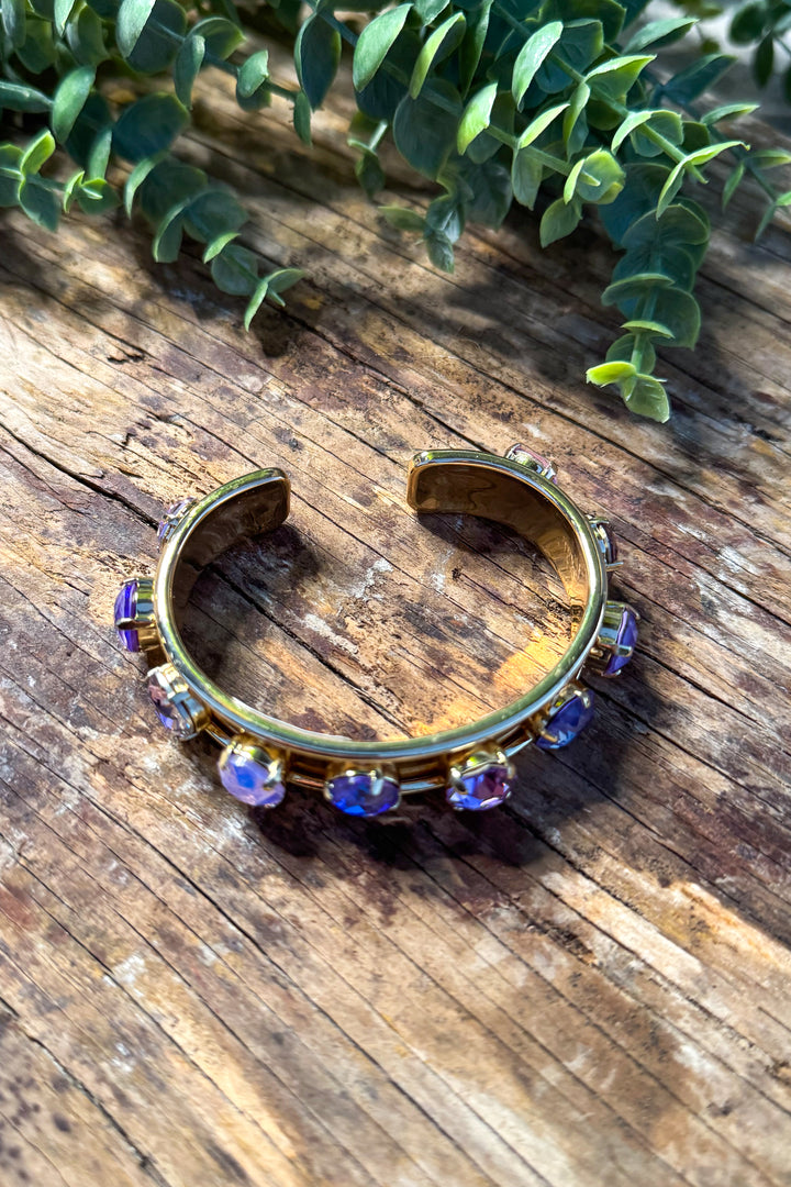 WAFA - Austrian Crystal Gold Plated Bracelet Mini Cuff - Lilac
