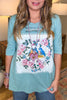 Songbirds Floral Cotton Top - 100% Cotton - Sage