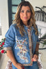 One of a Kind - Rhinestone Bloom Denim Jacket - Denim
